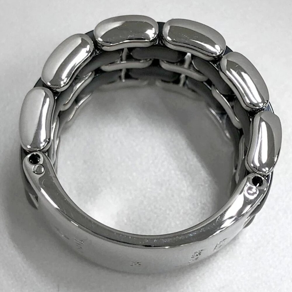 CHANEL Ultra Black Ceramic Wide Ring size US7 18k White Gold 750 Auth - Picture 3 of 8